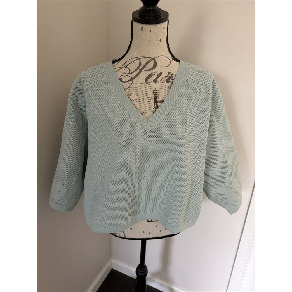 ADIDAS IVY PARK Beyoncé Mint Green Knitted Mesh Crop Top Shirt Jersey 2XL - Picture 8 of 16